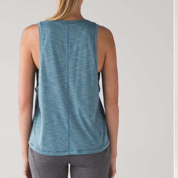 Lululemon Cardio Squad Tank II Heather Desert Teal Workout Sleeveless Muscle Top - Picture 2 of 5